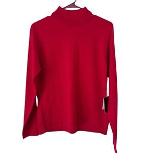 NWT Vintage Valerie Stevens Red 100% Merino Wool Turtleneck Sweater Size Small